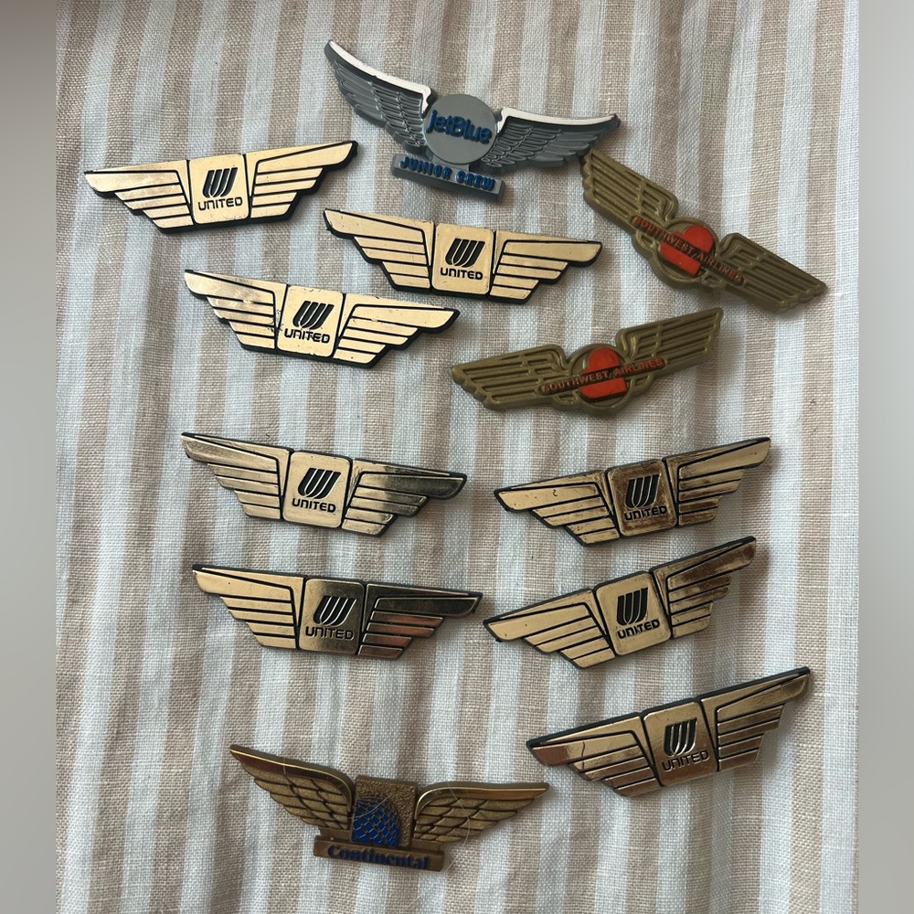Set of 12 vintage flight “pins” - adhesive